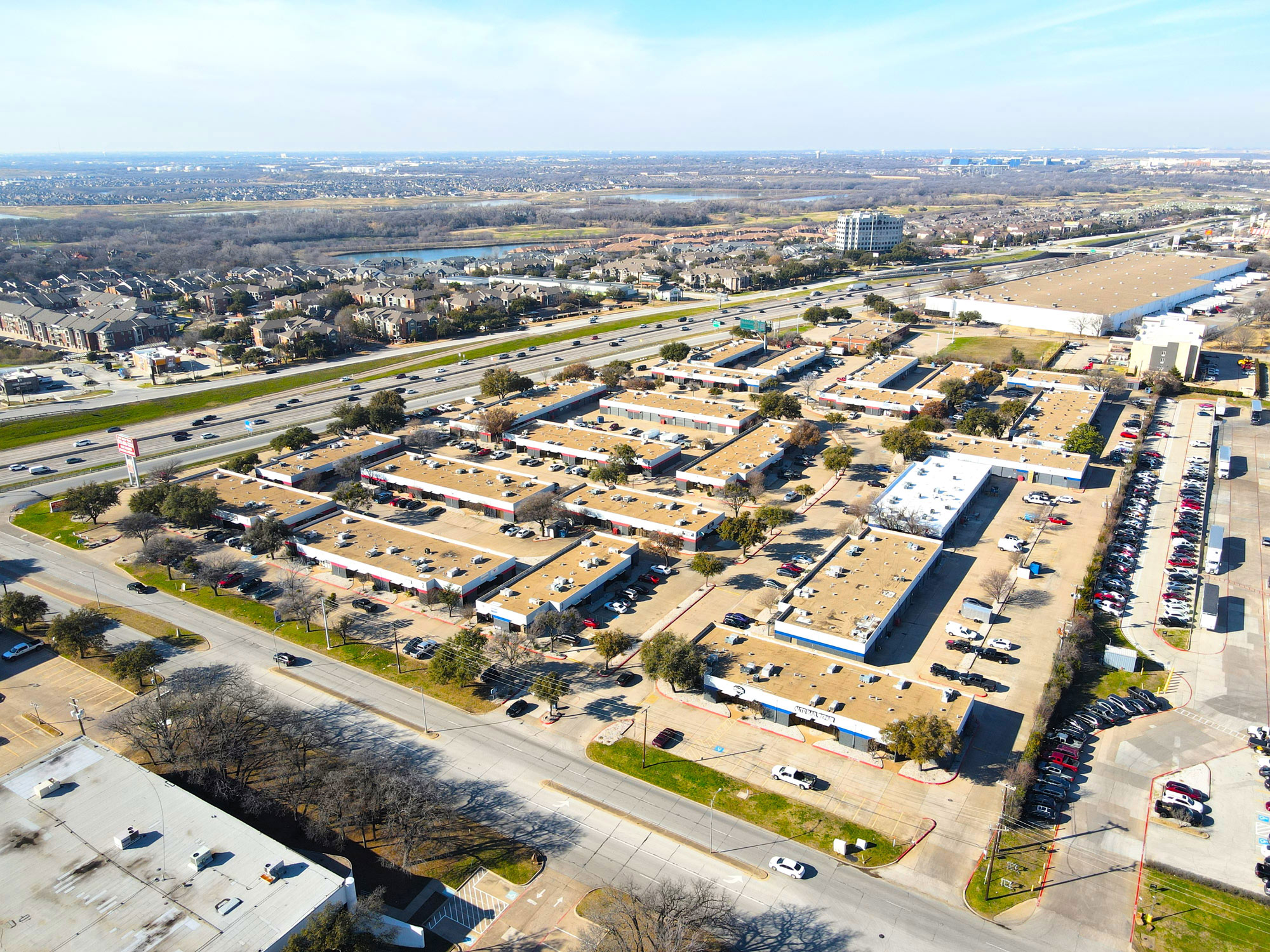 Aerial view of large industrial flex space facility